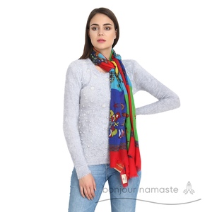 In stile italiano di Design a blocchi di lana di lana di colore rosso verde blu 90% 10% seta per Boutique - Product Image 2