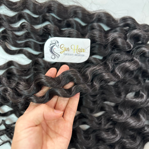 Vente en gros d'extensions de cheveux humains 100% à bon prix paquets d'eau en vrac bouclés lâche vague profonde un donneur cuticule alignée naturel brut - Product Image 5