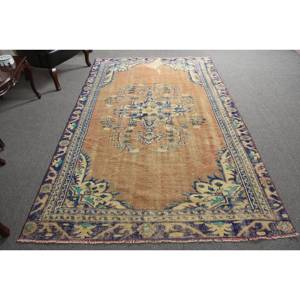 Classique marron noir 5.4 X 8.8ft fait à la main Style Tabriz tapis en laine turque rectangulaire Patchwork motif Latex pour salon - Product Image 1