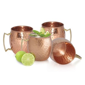 <b>Copper</b> Moscow Mule Beer Mugs Hand Hammered <b>Cups</b> Capacity 16 Ounce Pack of 4 Best for Parties Capacity Approx 500 Ml - Product Image 1