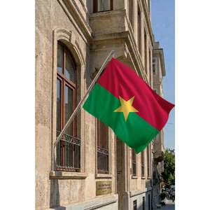 Ensemble de mât de drapeau télescopique mural en aluminium pour le Burkina Faso, avec drapeaux fanions satinés 3x5 pieds pour affichage, impression numérique, assurance - Product Image 2