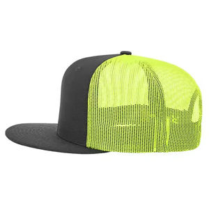 Sombrero de 5 paneles a la moda con logotipo bordado personalizado para hombre, gorra de camionero de malla de gamuza, parche tejido de alta calidad, sombrero deportivo negro Richardson - Product Image 1