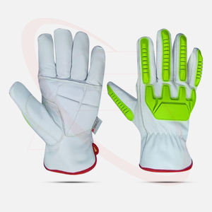 Gants de sécurité pour conducteur à percussion Conception de pouce trapézoïdal avec caoutchouc thermoplastique (TPR) Gants de conduite anti-impact en cuir de chèvre - Product Image 1