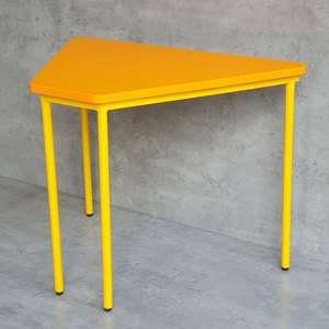 Modern Design Set of 2 Trapezoidal <b>Outdoor</b> Study <b>Tables</b> for Kids Preschool Rubber Wood <b>Tables</b> with Iron Legs-KGD040 - Product Image 5