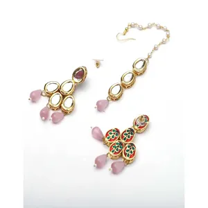 Conjunto de Collar Kundan con Piedra Monalisa, Chapado en Oro, Joyería Fina para Novia, Acero Inoxidable para Boda - Product Image 4
