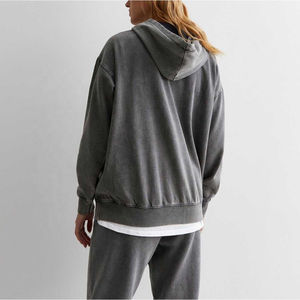 Nouveau Top vente 2024 personnalisé surdimensionné lavage à la pierre en détresse respirant prix bas sweats à capuche lavés à l'acide pour femmes OEM entretenu - Product Image 4