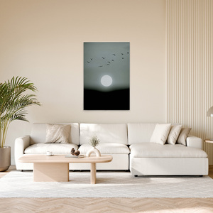 Made In Germany - Home Decor Canvas Picture Moonlight In Hotizont Black White - Wall Art Black Grey - Wall Mural Stretcher <b>Frame</b> - Product Image 3