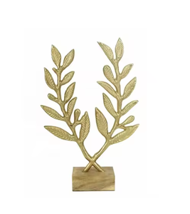 Sculpture métallique abstraite moderne, décoration intérieure, vaisselle, finition dorée, logo et emballage personnalisés faits à la main, qualité supérieure - Product Image 1