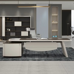 Bureau de direction ergonomique en L moderne et high-tech, assemblé, durable, en bois écologique, avec rangement, pour villa - Product Image 5
