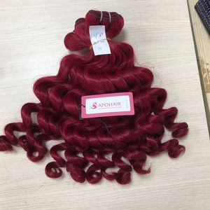 ราคาส่ง ผมแท้สีแดง 18 นิ้ว แบบลอนธรรมชาติ ต่อผมแบบเย็บด้วยเครื่อง - Product Image 4