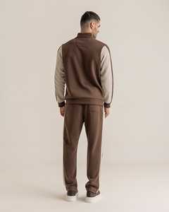 Top Trending <b>Mens</b> 100% Cotton Oversized Brown & Beige Tracksuit Set Unique Solid Soft Cotton Blend Tracksuit Premium Streetwear - Product Image 2