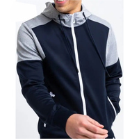 Survêtement d'hiver personnalisé pour homme en Spandex/Polyester, veste à capuche zippée et pantalon de jogging, taille élastique, matière respirante, poids moyen