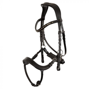 Vente en gros de bride anatomique en cuir de concours hippique avec muserolle croisée et rêne en cuir - Product Image 2