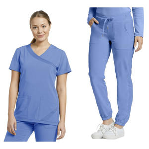 Tenues d'infirmière pour femmes, blouses et pantalons de couleur unie blanche, ensembles de blouses médicales en gros, ensembles de blouses d'infirmière pour femmes - Product Image 6