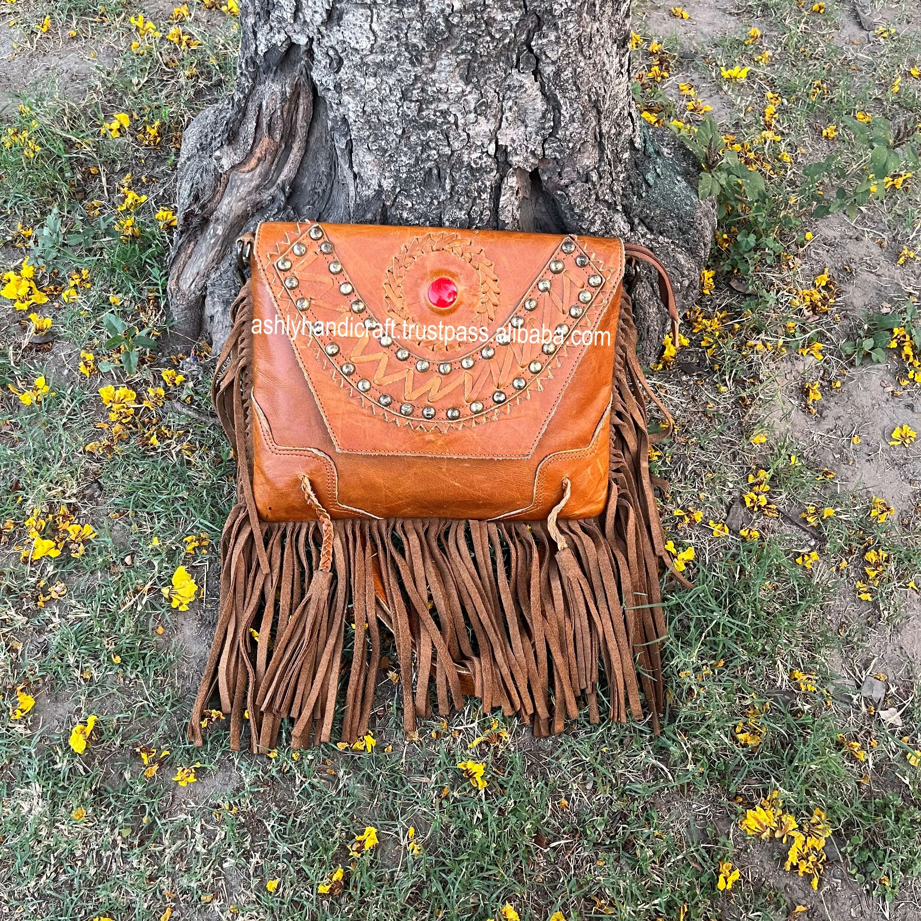 New Arrival Suede Leather Crossbody Bag Cowhide Fringe Single 