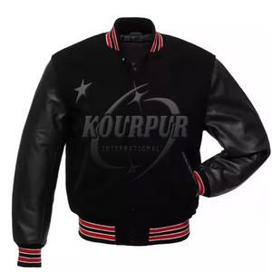 Varsity Baseball Blouson aviateur léger Support personnalisé Couleur noire Texte Logo Style Letterman - Product Image 5