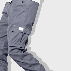 100% algodón de alta calidad para hombre Pantalones apilados verano solapa bolsillo nueva colección ajuste Regular pantalones apilados hombres Color gris ropa activa - Product Image 6