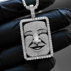 Pendentif diamant entièrement glacé personnalisé en pavé 2D or blanc 10 carats véritable - Product Image 2