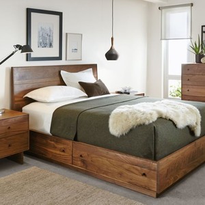 سرير أثاث بحجم كينج مع درجين خشب بني اللون - Product Image 5