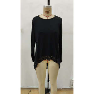 Blusa de Viscosa con Encaje y Corte Asimétrico de Manga Larga y Cuello Redondo para Mujer, de Jane's, para Uso Diario Informal, Cómoda y Elegante - Product Image 5