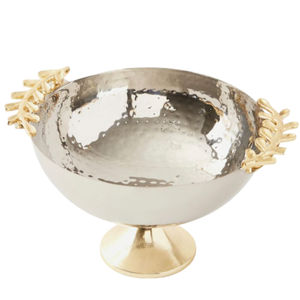 Fancy Chocolate Bowl <b>Sweet</b> Server Bowl Made Of Metal Chocolate Bowl Hammered Finish With Leaves Handle For Wedding Or Any Events - Product Image 1