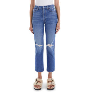 Jeans de Mezclilla Ajustados de Cintura Alta para Mujer, Precio Razonable, 100% Algodón, Estilo Vintage, Pantalones Casuales de Invierno, Venta al Por Mayor OEM - Product Image 1