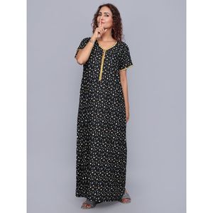 Chemise de nuit longue Evolve pour femme, 100 % viscose, super douce, noire imprimée, design confortable - Product Image 3