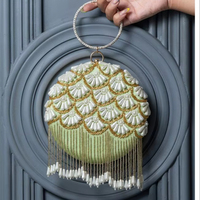 SANIYA HANDICRAFT Tas Clutch Wanita Profesional Berhias Manik-Manik Desain Bordir Tangan Mewah Bergaya Kain Katun Pernikahan