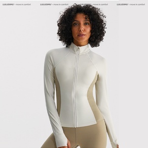 Chaqueta de Yoga para Mujer, Manga Larga, Corte Ajustado, Cuello Alto, Resistente al Viento, Transpirable, Elástica en Cuatro Direcciones, Ligera, Spandex/Nylon, Frente Cepillado - Product Image 3