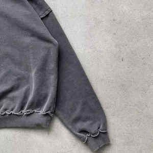 Servicio OEM logotipo personalizado suelta de gran tamaño lavado con ácido sudaderas con capucha hombres diseño Vintage liso teñido estilo de calle hombres sudaderas con capucha 2025 - Product Image 3