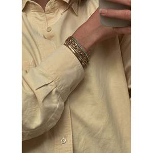 Kinn 14k <b>Gold</b> Kismet Herringbone Chain Bracelet with Diamond and Pearl Religious Style Trendy <b>Bangles</b> for Wedding Party Gift - Product Image 3