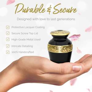 Mini <b>Black</b> Urn - <b>Small</b> for Human Ashes with Box & <b>Bag</b> - <b>Black</b> Keepsake Urn - Handcrafted <b>Small</b> Cremation Urn - Honor Your - Product Image 2
