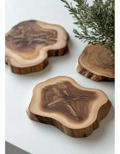 ที่รองแก้วทำจากไม้หลายอันชุดที่รองแก้วไม้ไผ่6แพ็กพร้อมที่ยึด - Product Image 3