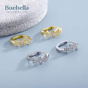 Vente chaude 925 Sterling Silver Iced Out Lightning Hoop Boucles d'oreilles pour hommes Fine Diamond Jewelry - Product Image 4