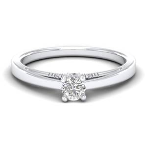 Bague de fiançailles ou de promesse REYES personnalisée en or massif 14 carats avec diamant rond de 0,35 carat pour femme, cadeau de mariage personnalisé, bijoux fins - Product Image 1