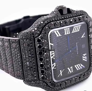 Reloj Automático de 42 mm con Esfera Negra para Hombre, con Diamantes Moissanite VVS, Diseño de Lujo con Números Romanos, Joyería de Moda - Product Image 2