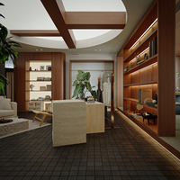 Comptoir de vêtements en bois personnalisé chic, moderne et minimaliste magasin de vêtements chic meubles éclairage LED pour parfumerie présentoir