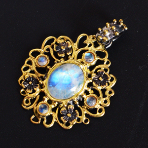 Nueva llegada de alta calidad sólido 925 joyería de plata esterlina Arco Iris piedra lunar piedra preciosa colgante joyería fina para mujeres y niñas - Product Image 6