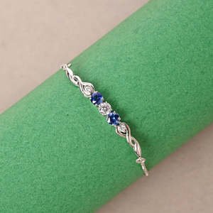 Bracelet tennis saphir en argent 925 plaqué rhodium or 14 carats - Product Image 3