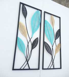 ชุดศิลปะใบไม้โลหะแบบโมเดิร์นชุด2ชิ้นแบบแขวนได้ง่ายศิลปะใบไม้ติดผนังสำหรับห้องนั่งเล่นสำนักงานงานแต่งงานวันเกิด - Product Image 4