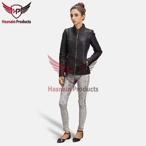Cazadora de cuero genuino de secado rápido para mujer de diseñador Chaqueta tejida cómoda y personalizable Características transpirables - Product Image 2