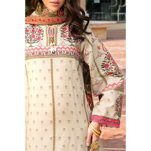 ชุดส่าหรีผ้าฝ้ายพิมพ์ลาย 3 ชิ้น พร้อมผ้าลอน สำหรับงานเทศกาลแบบปากีสถาน ชุดพื้นเมืองอินเดีย-SD-52236 - Product Image 2