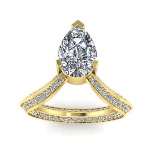 Top vendeur poire diamant jaune plaqué or 925 argent bague de mariage sinueuse pour les femmes de luxe mode bague de fiançailles au meilleur prix - Product Image 4