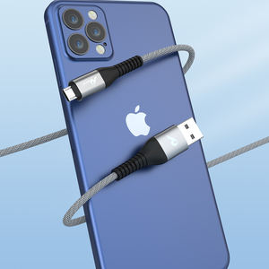 Micro Cable de carga rápida de 2M, chaqueta de nailon con blindaje trenzado de Conductor de cobre puro plateado de 3A para TELÉFONO MÓVIL - Product Image 5