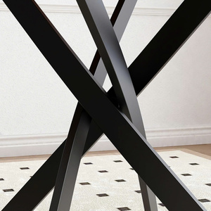 Table à manger ronde en verre de 31.5 po, base en métal noir élégant pour un repas élégant dans des appartements ou des maisons - Product Image 6