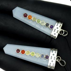 VENTE EN GROS PENDENTIF CRAYON PLAT ANGÉLITE NATURELLE PENDENTIF CHAKRA PIERRE PRÉCIEUSE CRAYON MEILLEUR PRIX PENDENTIF PLAT ANGÉLITE - Product Image 2
