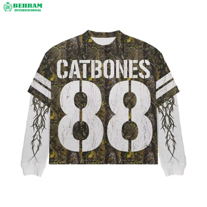 เสื้อยืดแขนยาวสองชั้นแบบยูนิเซ็กซ์ หนานุ่ม ระบายอากาศได้ดี เป็นมิตรกับสิ่งแวดล้อม คอกลม ทรงโอเวอร์ไซส์ - Product Image 4