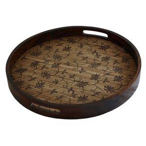 Plateau de service en bois de forme rectangulaire d'excellente qualité avec poignées en métal pour hôtels et restaurants - Product Image 1