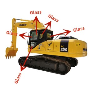 Cristal frontal para excavadora <span class=keywords><strong>Hyundai</strong></span> R80 R210 R220 R290 R300 Lc, cristal templado para puerta y ventana de cabina - Product Image 1