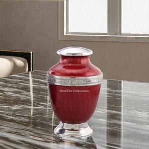 Urna de cremación para mascotas adultas con banda plateada con color rojo esmaltado, nuevo diseño, recuerdo para hombre y mujer, suministros funerarios al por mayor, urna de Metal - Product Image 2